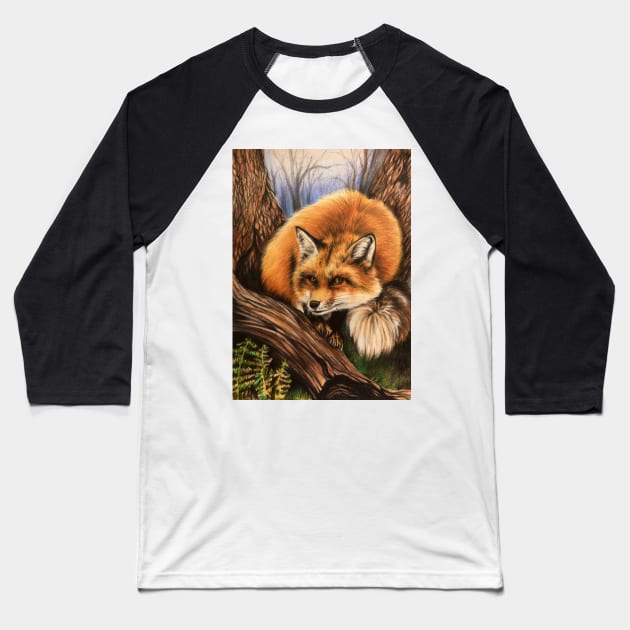 Red Fox Baseball T-Shirt by Artbythree